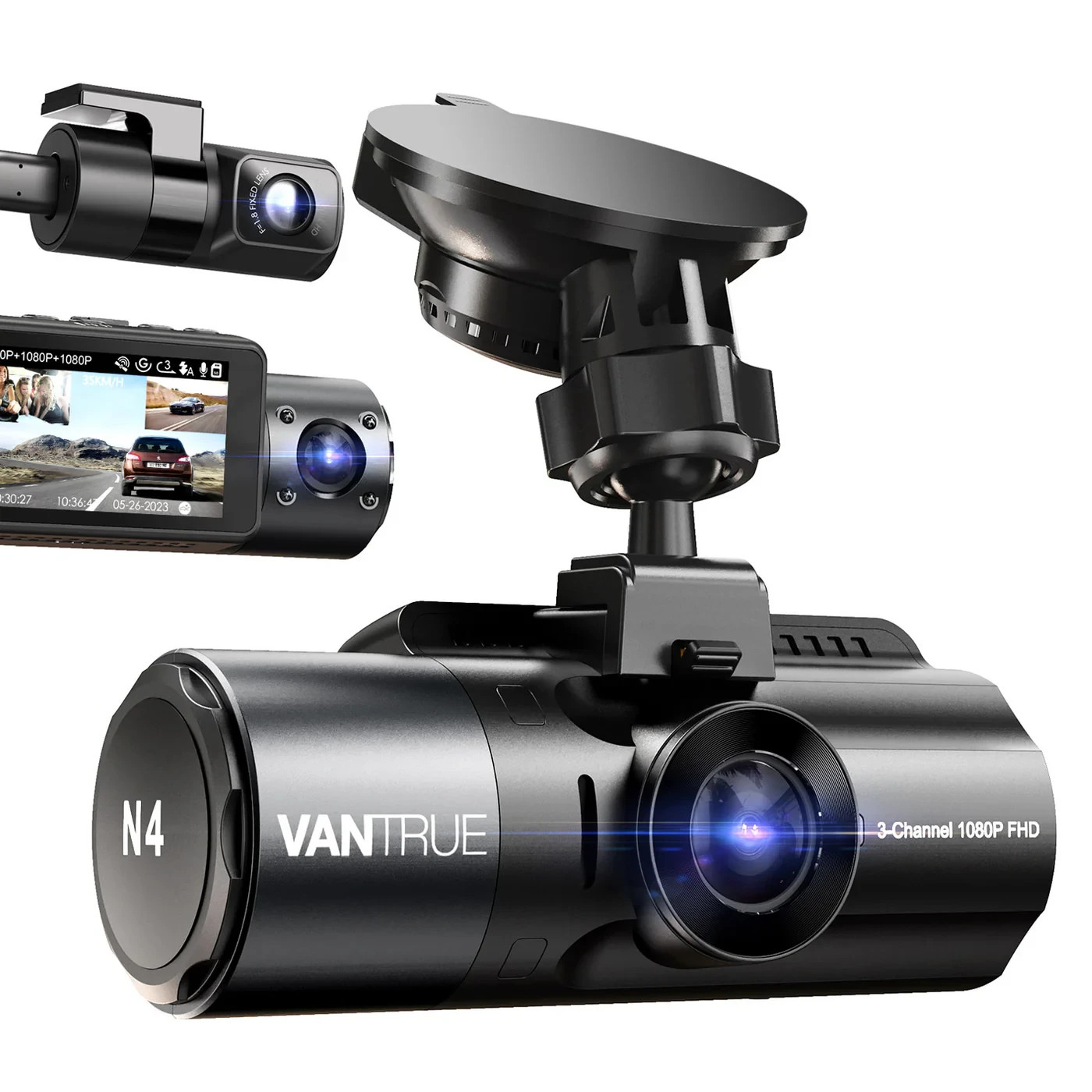 Vantrue N4 3 Channel Dash Camera 4K Front and Rear Inside Dash Cam Night Vision