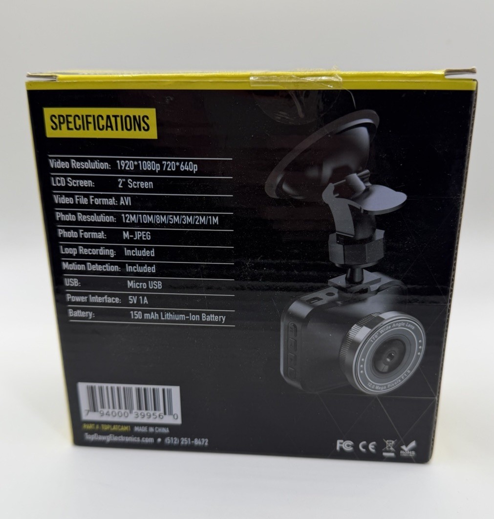 Top Dawg Electronics HD DVR Dash Cam (TDDCAM-01)