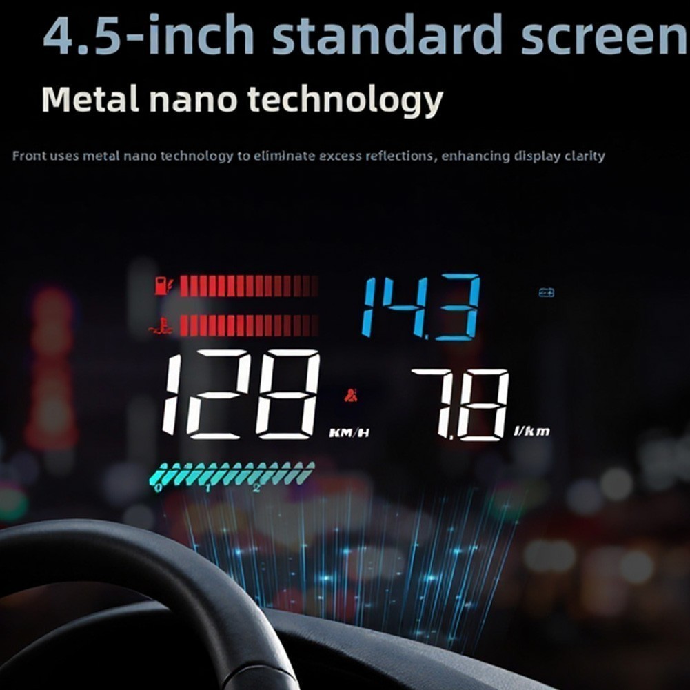 OBD2 HUD Projector Head Up Display for Gas Cars 2008+ Type C Interface