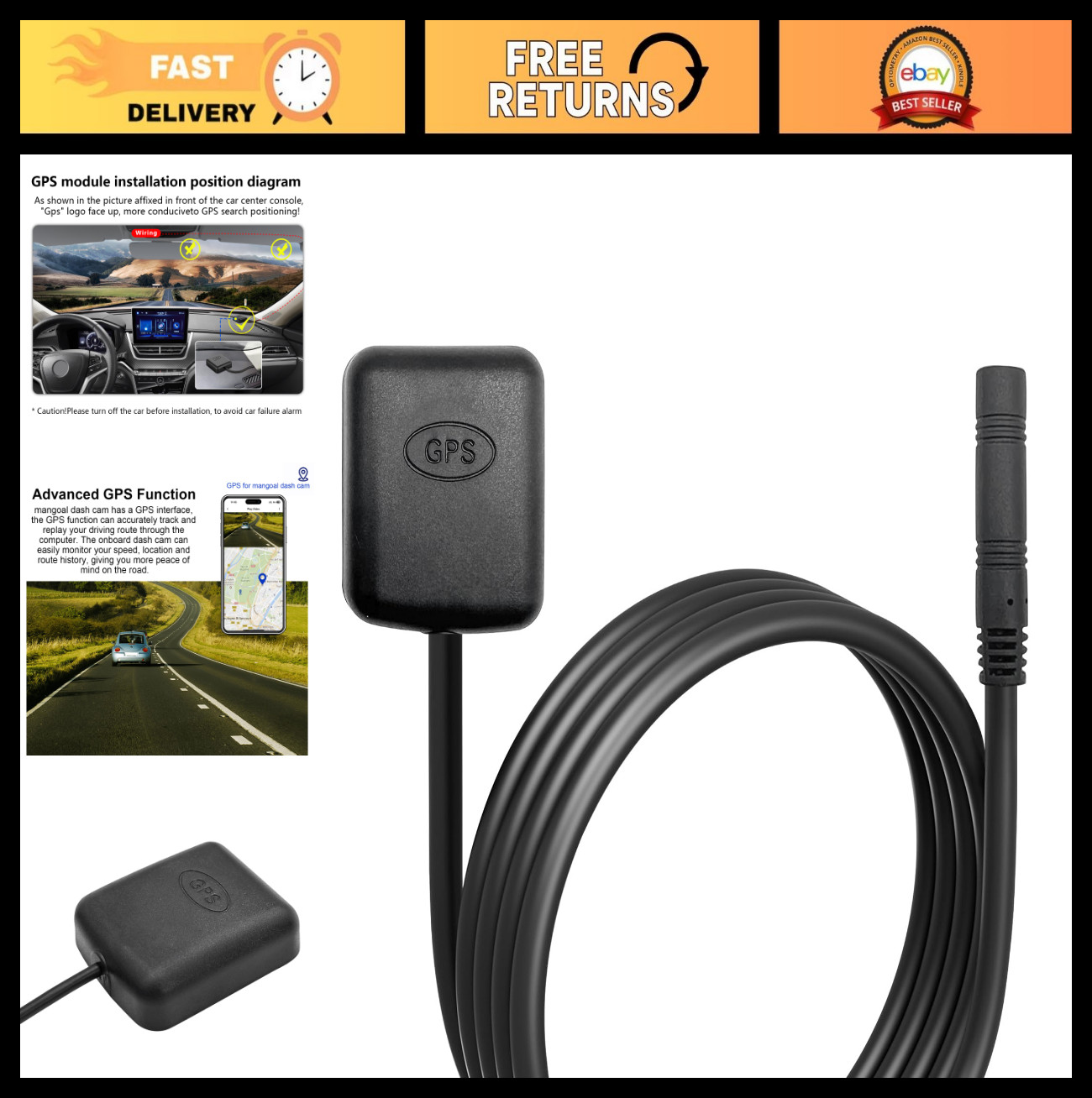 GPS Dash Cam with Long Battery Life – Easy Plug-In Installation, High-Quality Re