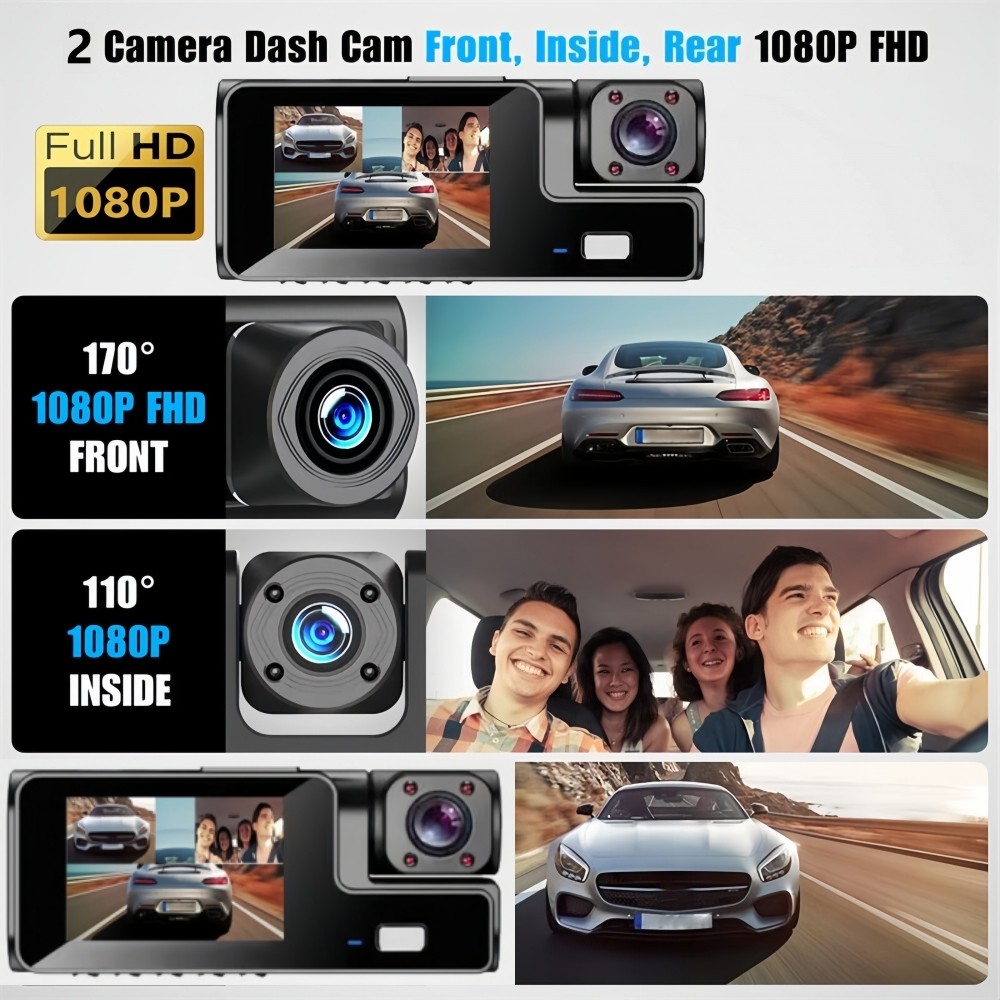 1080P WiFi Car Dash Cam Dual Camera Front & Cabin DVR Night Vision