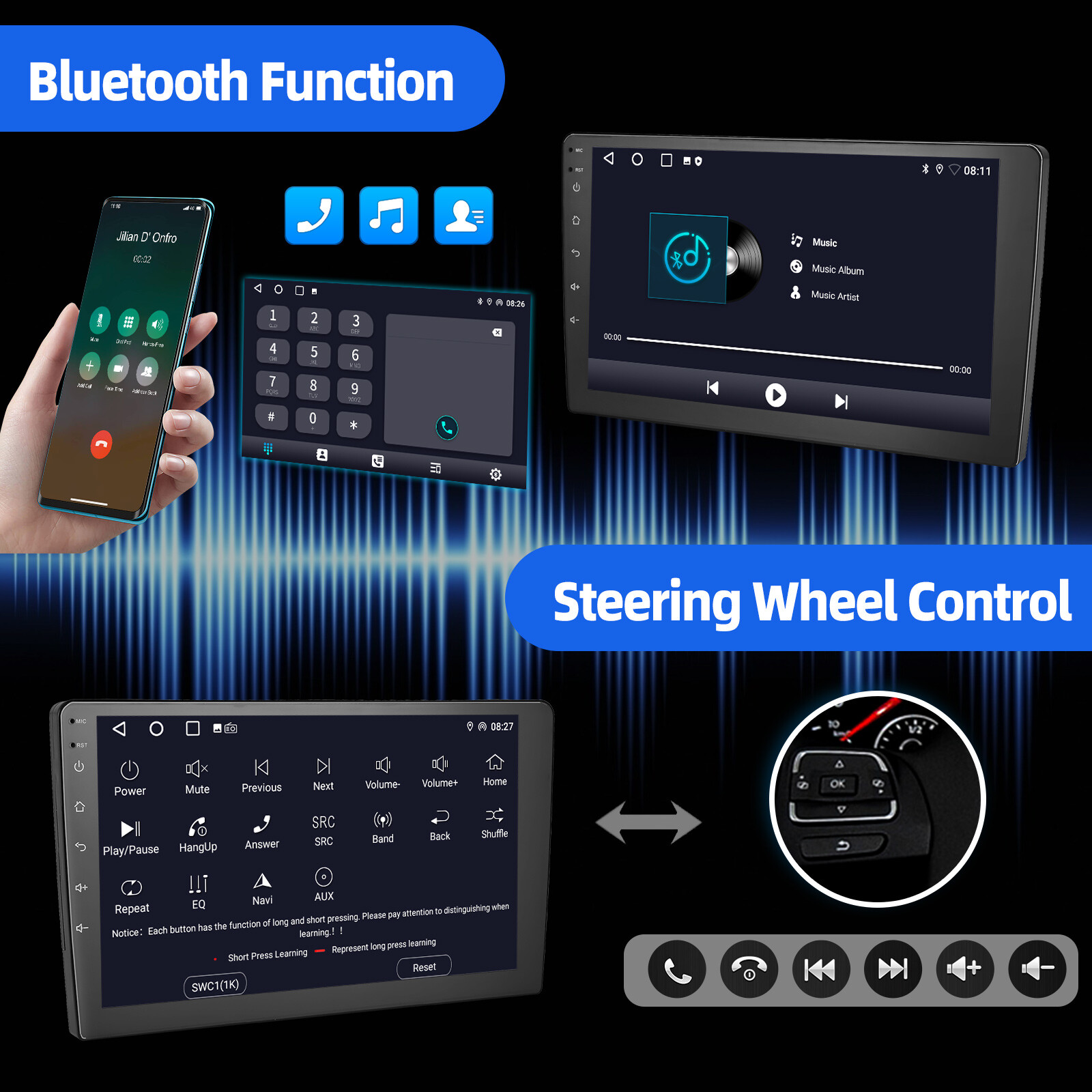 9″ Android 13 Auto Carplay Stereo Radio GPS NAVI Bluetooth WIFI 2+32G 2 DIN CAM