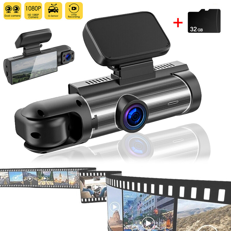 32G Dual Lens Car Dash Cam Front Rear Camera Cabin G-Sensor DVR Video Recorder