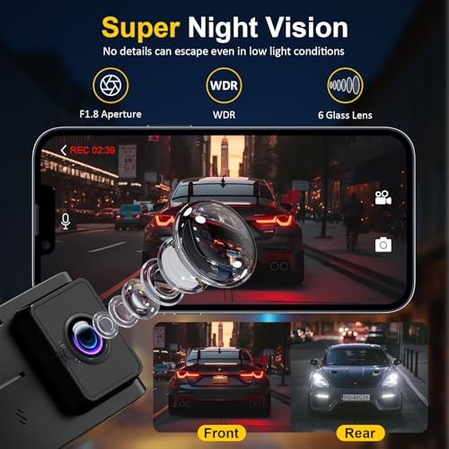 Dash Cam Front and Rear: 4K+2.5K Dual Channel Dash Cam-5GHz WiFi, GPS Dash