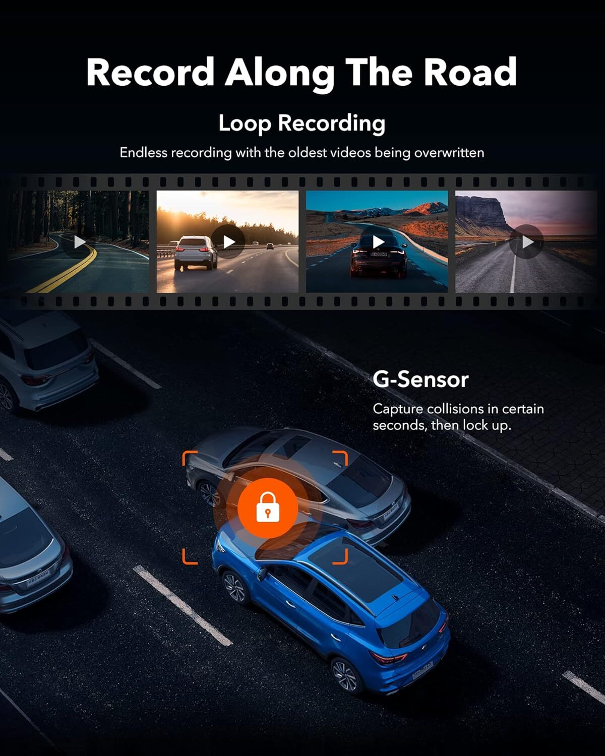 1080P 4K Dual Dash Cam Car Rear Mirror View Backup Dual Camera Night Vision IPS