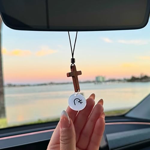Daily Bible Verse Rearview Mirror Cross Ornament – Daily Scripture Car Black