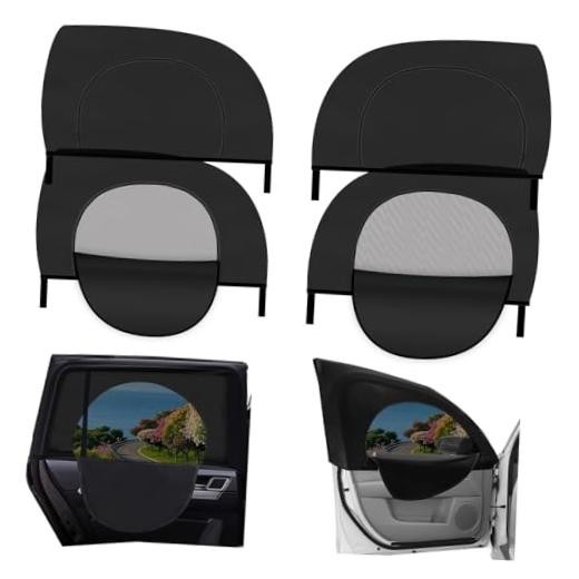 4PCS Front/Rear Car Window Shades with Zipper,Breathable Car Side Window Sun