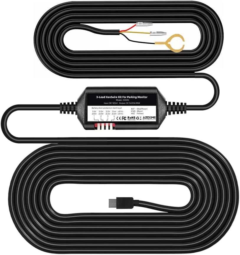 AZDOME JYX05 Dash Cam Hardwire Kit USB Type C Hard Wire Kit 11.5ft forPG19X M580
