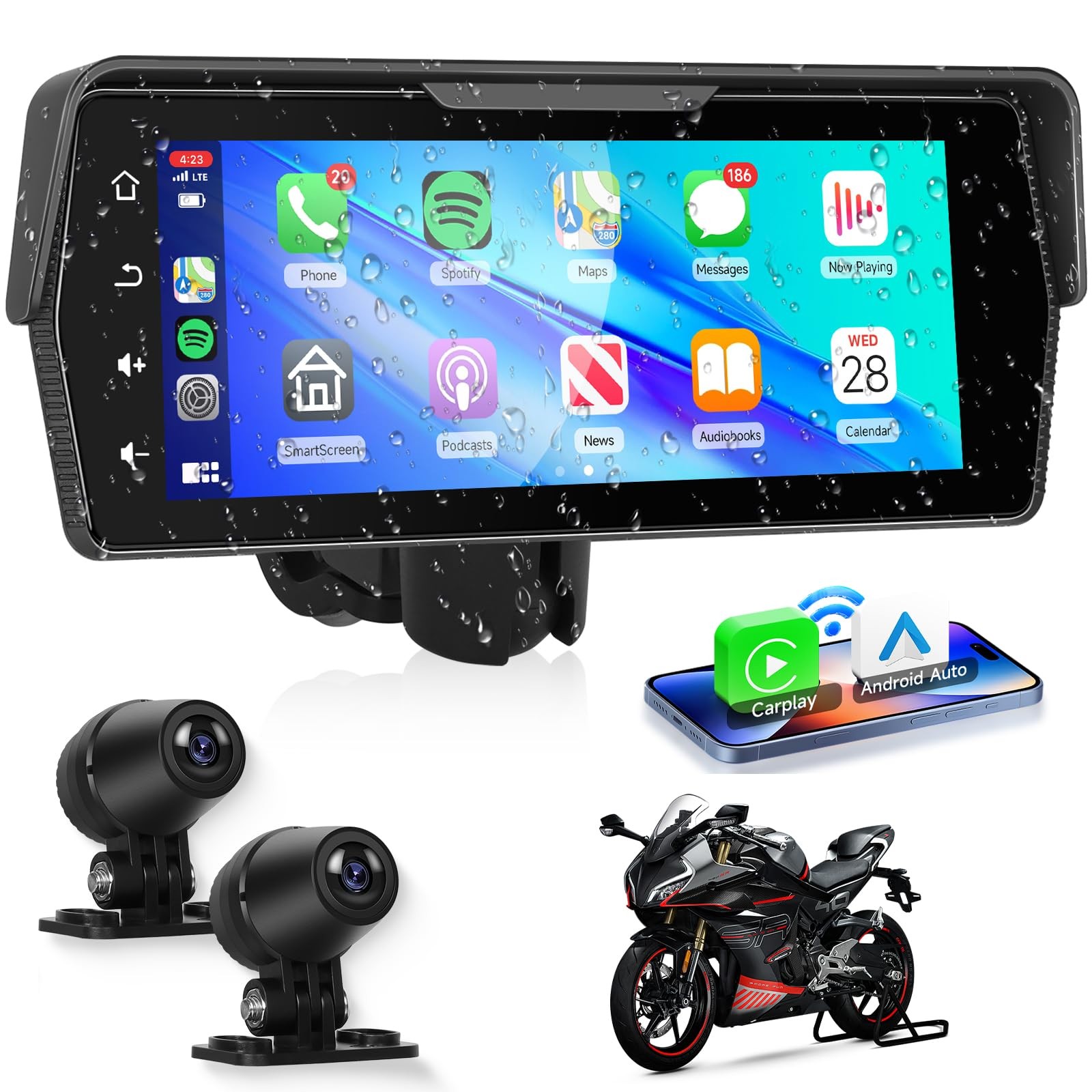 Motorcycle Smart Display 6.86in CarPlay Android Auto GPS