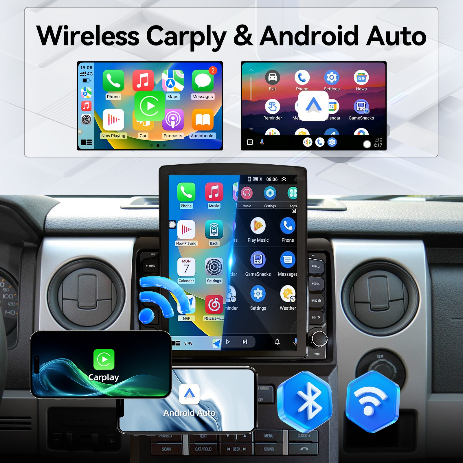 Car Stereo Radio For Ford F150 2009-2014 9.7″Android 13 Carplay GPS Navi WIFI BT