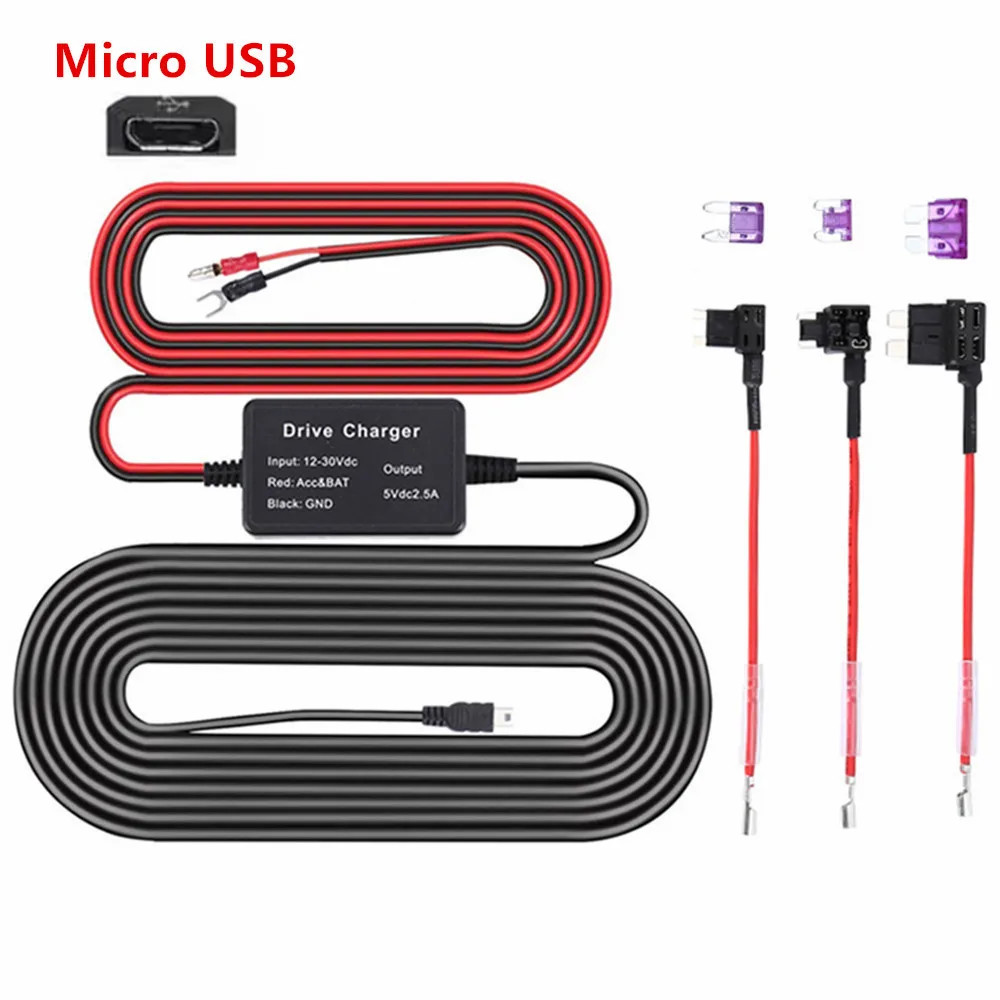 New Dash Cam Hardwire Kit 12V 24V to 5V Mini USB Cable Fast Shipping