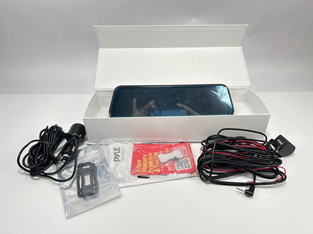 Pyle Dual Dash Cam Rearview Mirror 1080p Front Rear 9.66 Touch Backup Wide