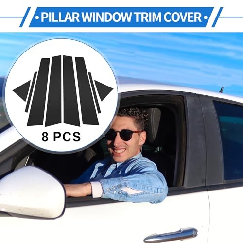 8 Pcs Door Pillar Window Trim for Hyundai Elantra 2017-2020 Black Front Rear