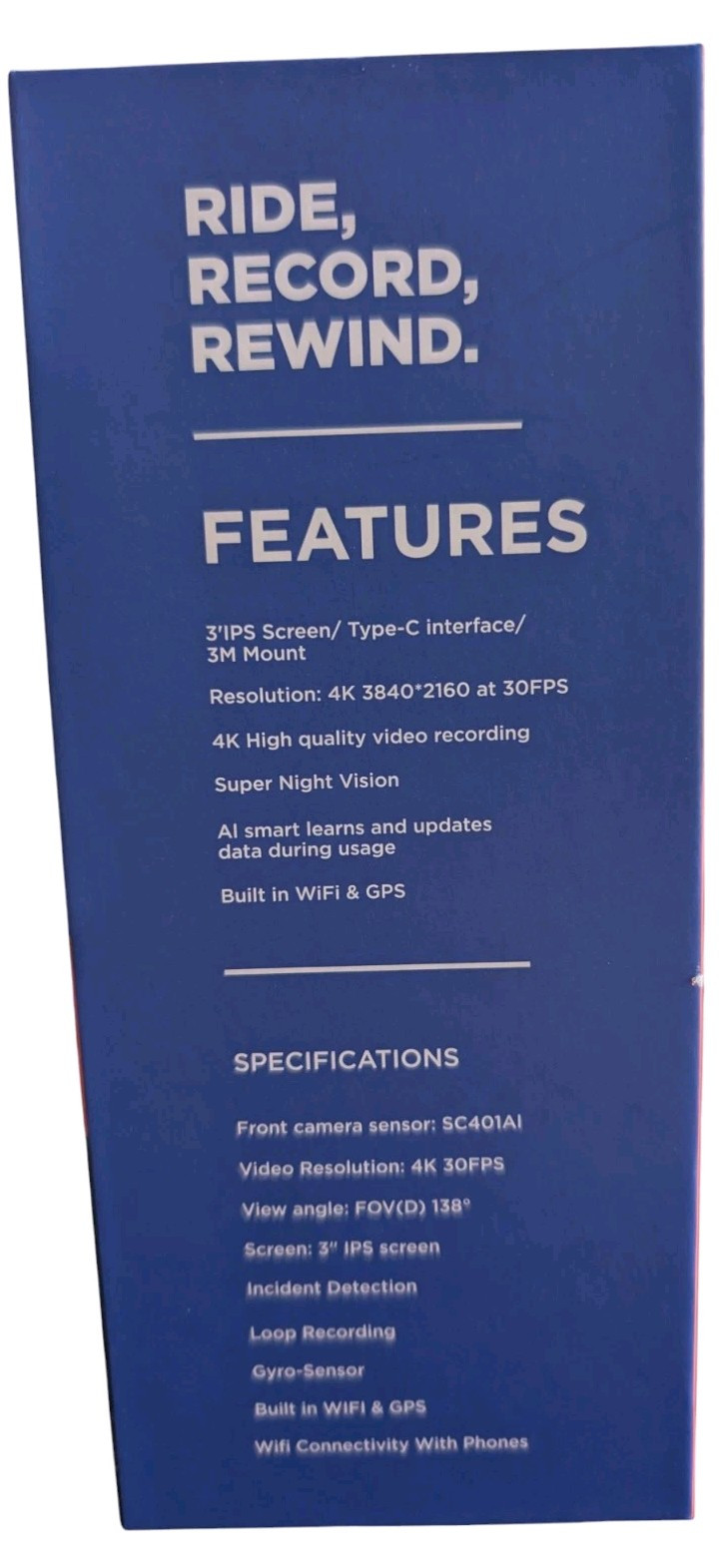 Vivitar 4K HD Two-Way Dash Cam with AI-All Distance Warnings-NEW-Orig. $199.99