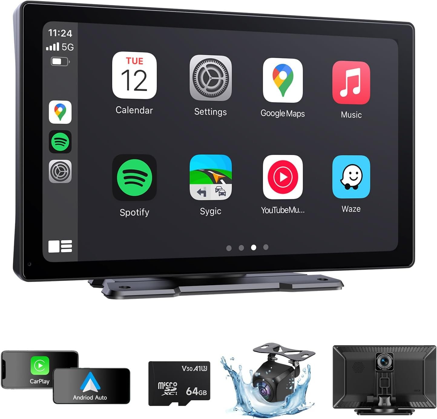 NINEYIN H809D Wireless Carplay Screen for Car 4K Dash Cam 9″ Portable NEW