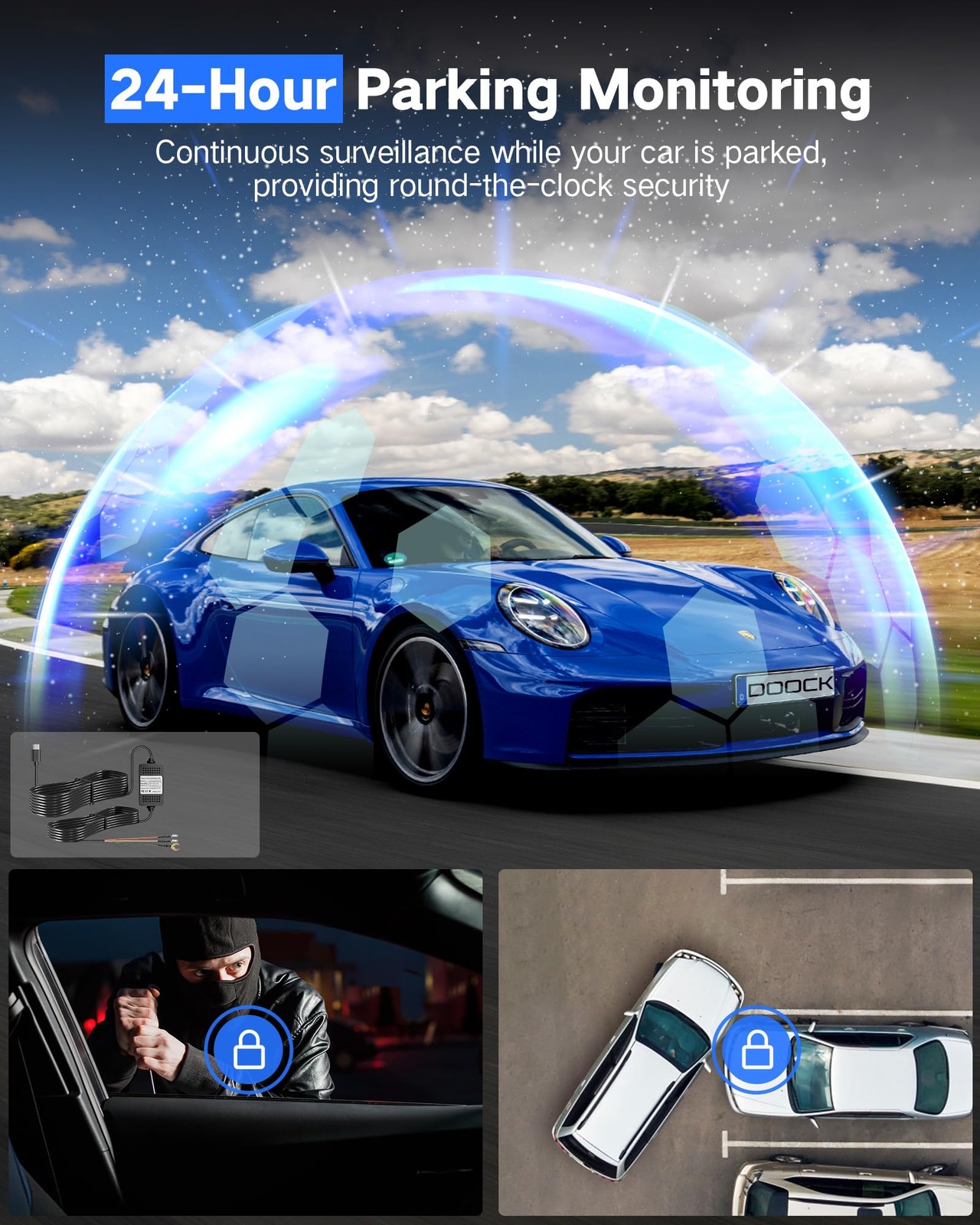 4K Dash Cam Front and Rear Inside with 64GB Card, 3 Channel Dash Camera for C…