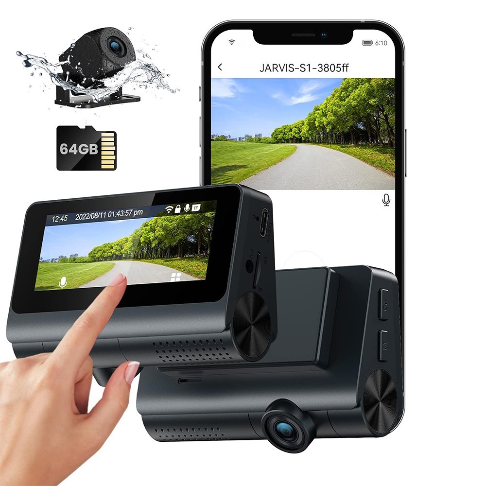 3.18″ Touch Wi-Fi 4K Dual Dash Cam Camera Night Vision G-Sensor Parking Monitor