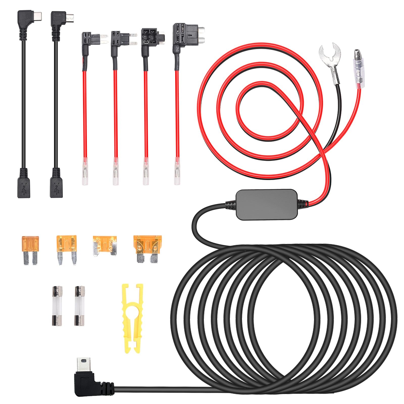 3-in-1 Hard Wire Kit USB-C & Micro/Mini USB Hardwire Kit for Dash Cams 12V-24…