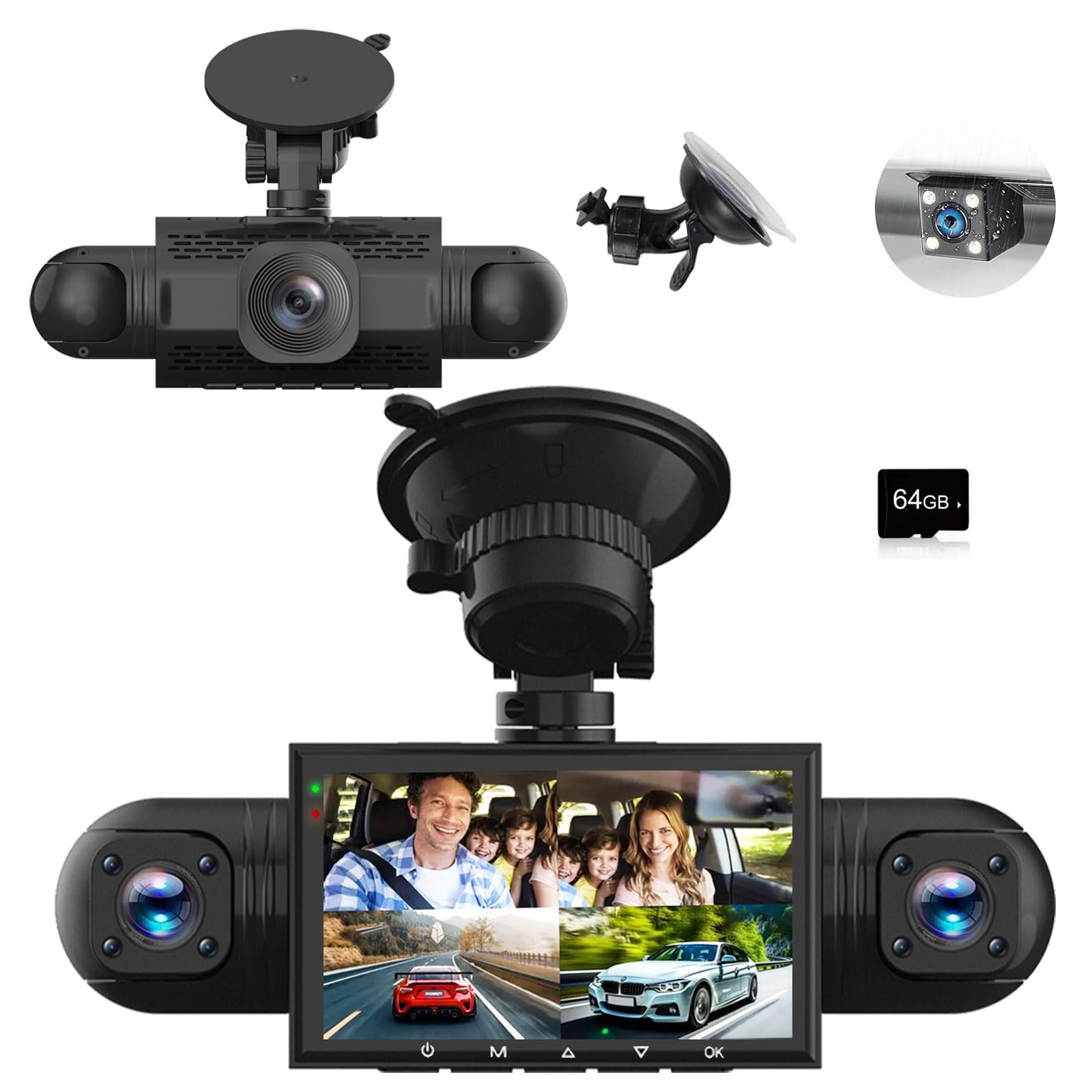 360 Degree View 4 Channel Dash Cam Front and Rear Inside Left Right