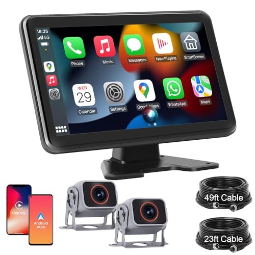 Truck RV Camera System with CarPlay & Android Auto,10” Touch Screen Monitor