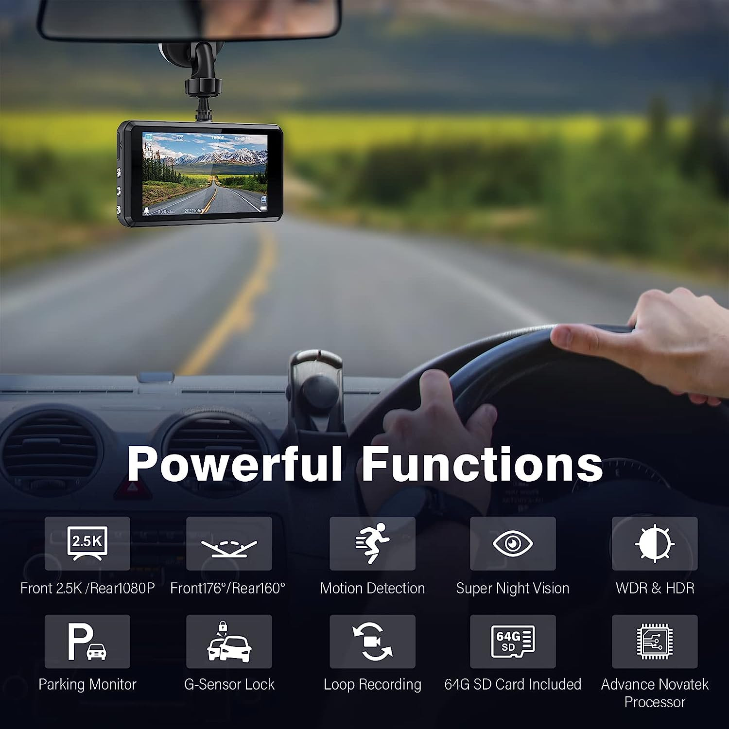 DUAL Car Video Recorder Camera Night Vision Dash Cam G-Sensor WDR DashCam 64GB