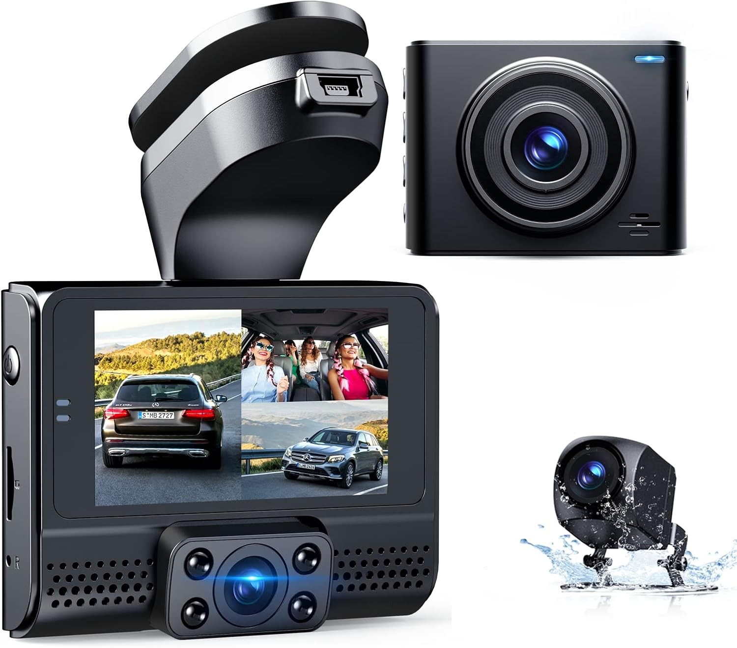 3CH Lens GPS Dash Cam 2.45″ 1080P FHD Car Camera Night Vision G-Sensor Recorder