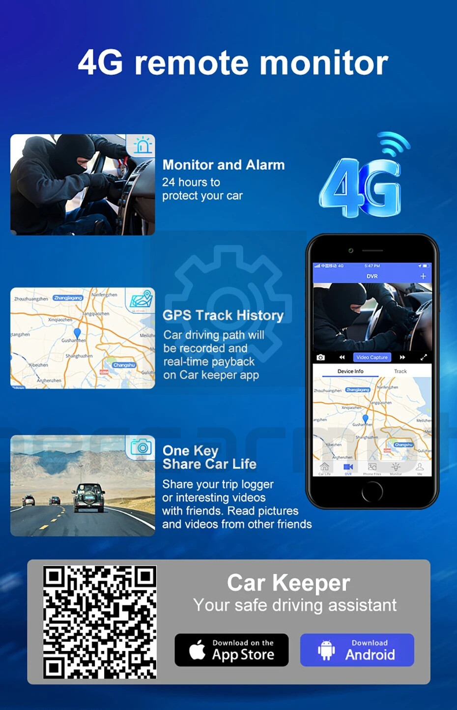 3 Channels WIFI Car Camera Recorder ADAS AR DVR 180 Degree Rearview Mirror