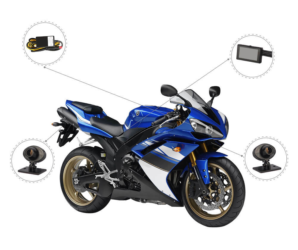 Vimel Dual Motorbike Security 128GB WIFI Camera Hardwired Kit Super Capacitor