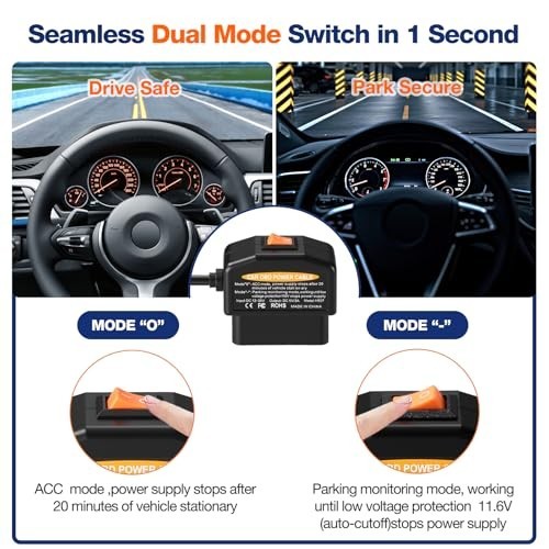 OBD Power Cable for Dash Cam, OBD2 to USB C Hardwire Kit, Low Voltage Protection