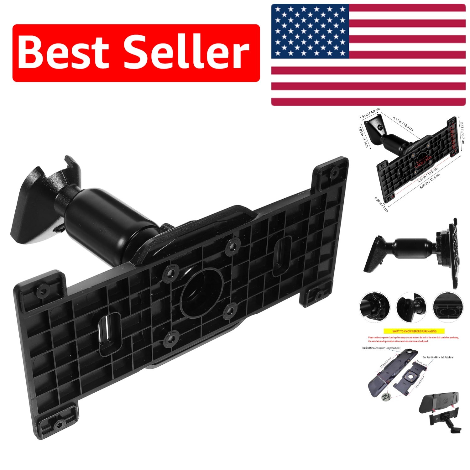 Lightweight and Strong Dash Cam Mirror Mount for Various Vehicles – Safe Driving