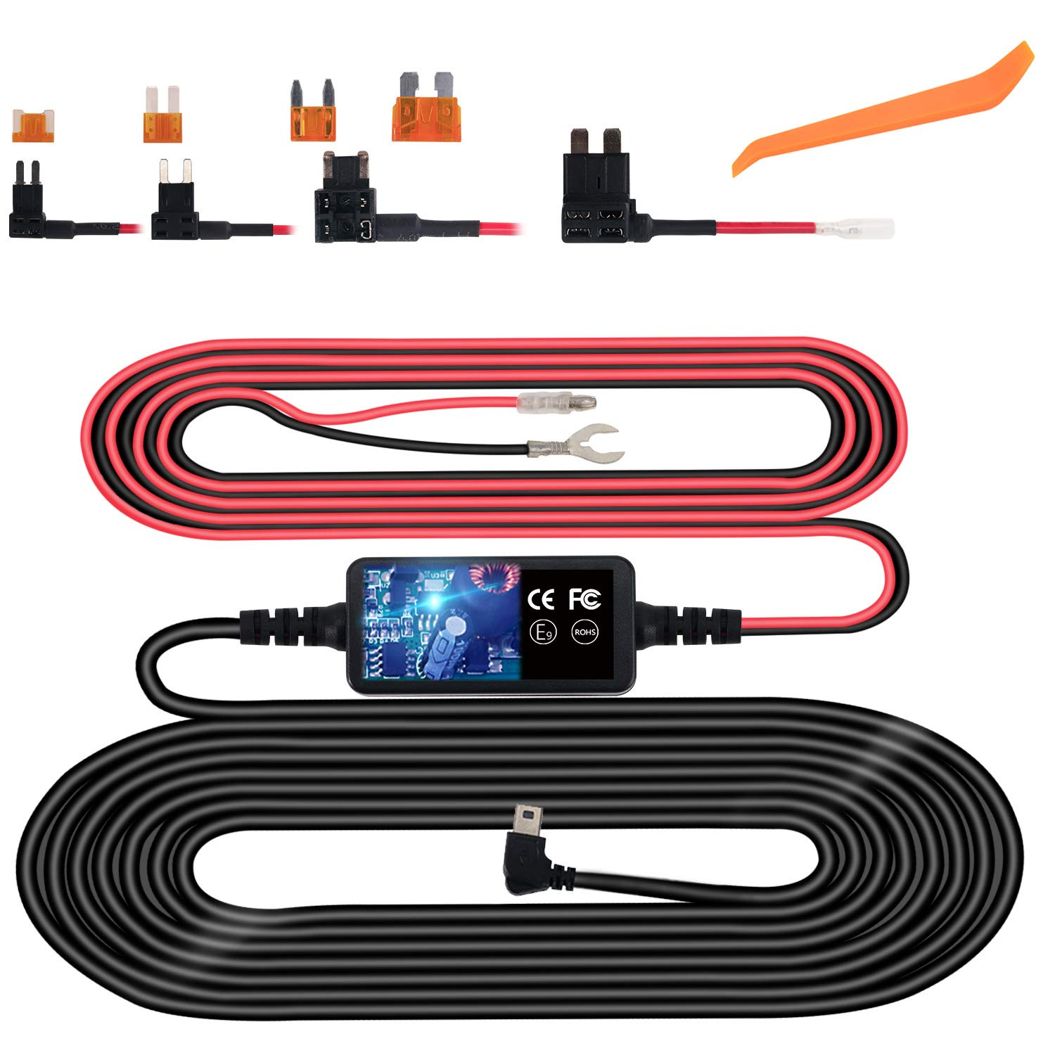 Dash Cam Hardwire Kit, Micro USB Hard Wire Kit for Dashcam, Plozoe 12V-24V to 5V