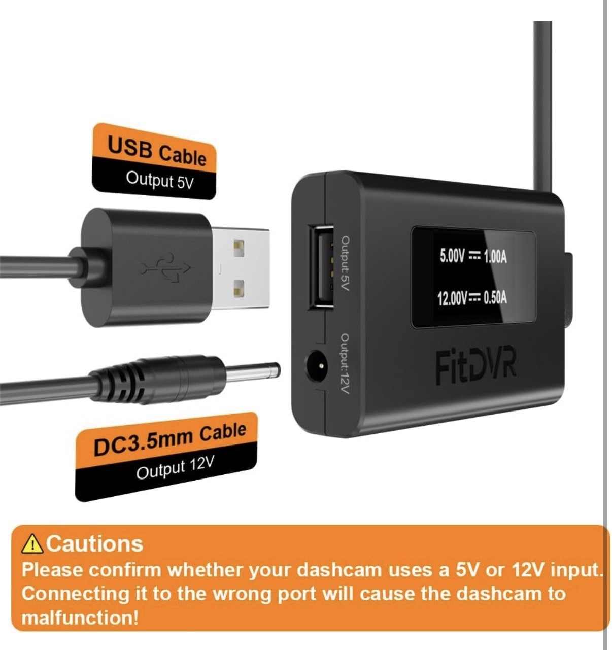 FitDVR Dash Cam Power Adapter (12pin), Compatible with Toyota Tacoma Camry Corol