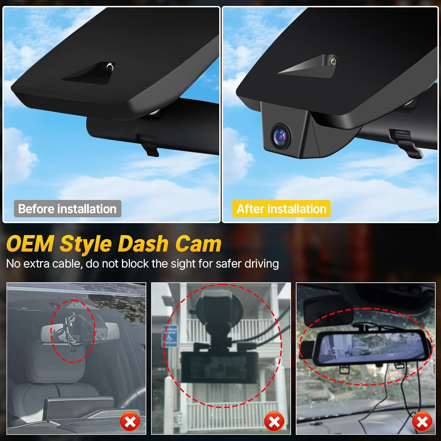4K Dash Cam for Toyota RAV4 2022 2023 2024 2025 2026 LE Limited SE #3053P R6