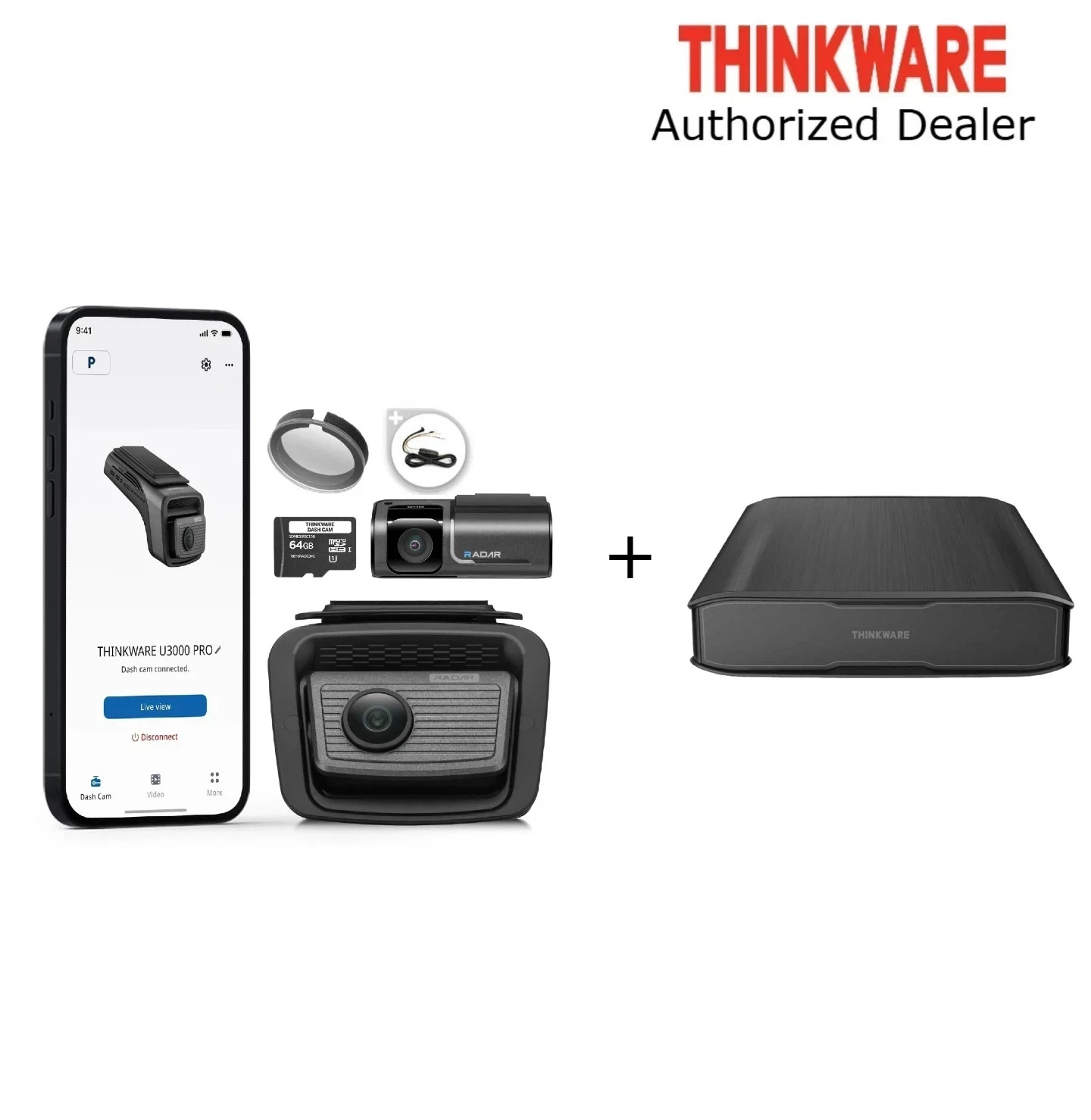 Thinkware U3000 Pro Dual Dash Cam 4K Front & 2K Rear + Ivolt xTra Battery Pack