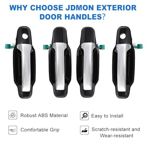 Exterior Door Handles Compatible with Kia Sorento 2003 Black with Chrome Level