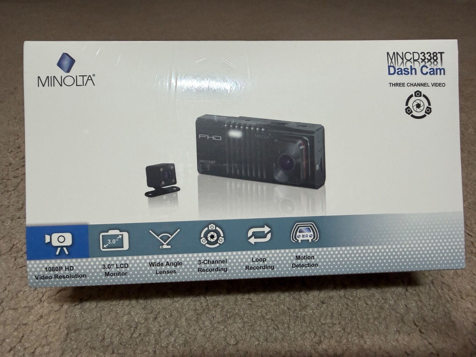 Minolta MNCD338T 3-Channel 1080p Dash Camera (Brand New)