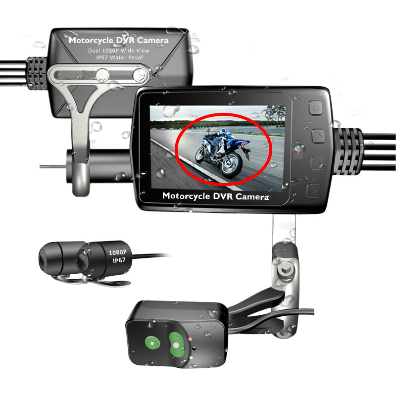 New Motorcycle Dash Cam IP65 Waterproof DVR Camera Dual 160 Degree Wide View