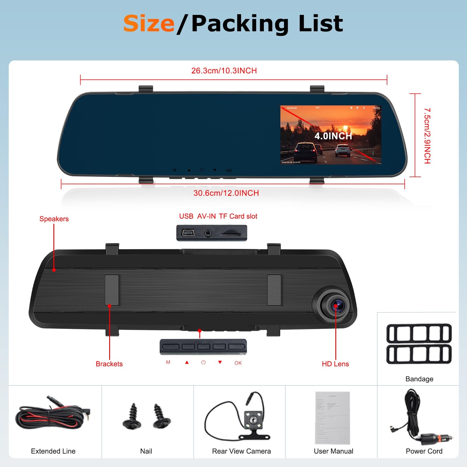 1080P Dual Lens Rear View Mirror Camera – 4 Inch Touchscreen Mirror Dash Cam …