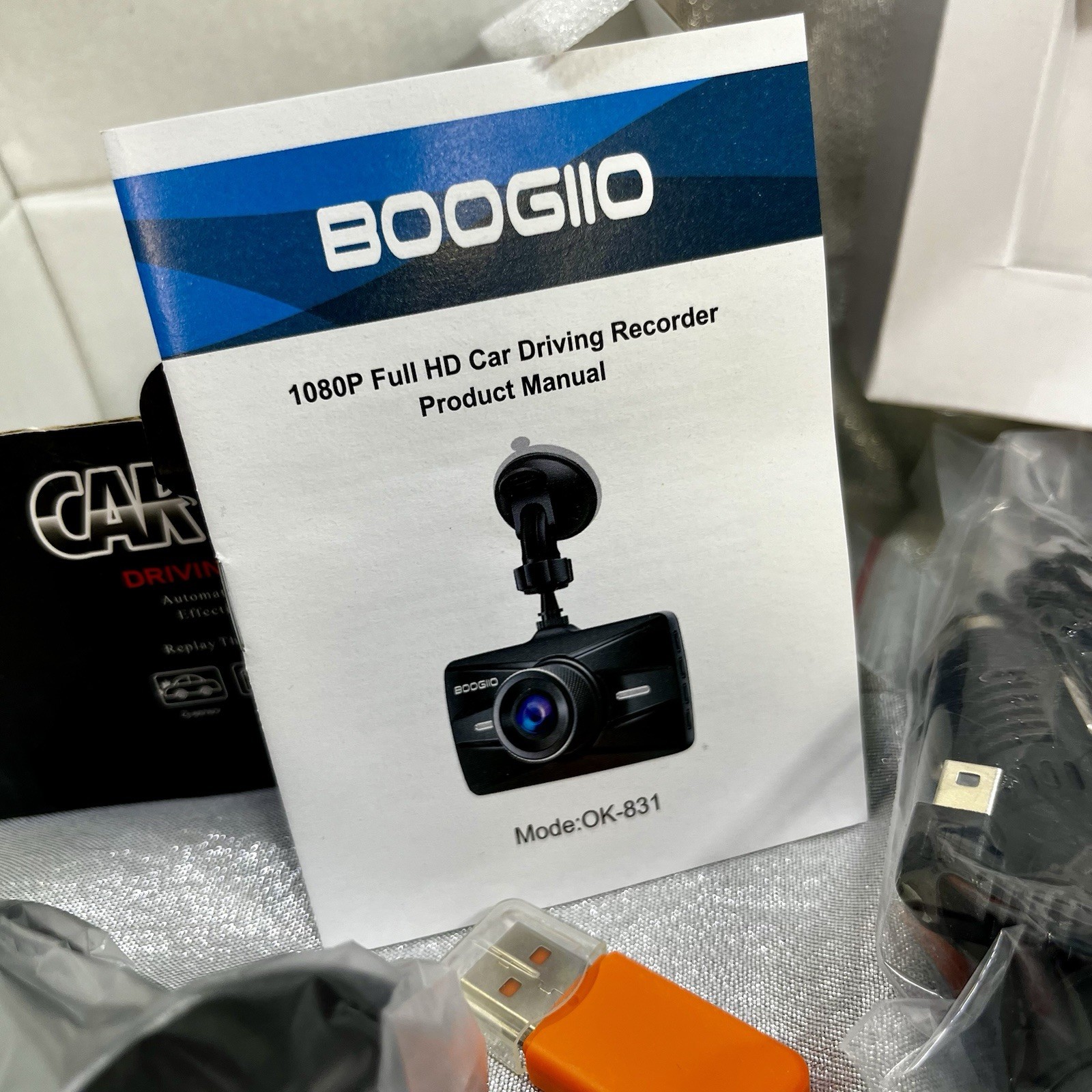 Car Driving Recorder Dash Cam Front with SD Card BOOGIIO 1080P FHD