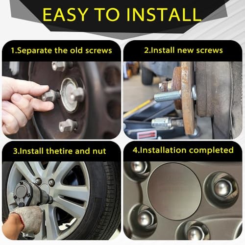 4PCS M12x1.5 Wheel Lug Stud Nut Set, Lug Nuts, Car Accessories Front Rear Left