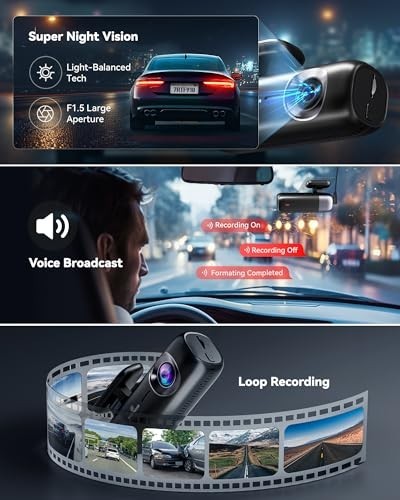 5.8GHz WiFi Dash Cam with App Control, G-Sensor, Night Vision, 1080P HD