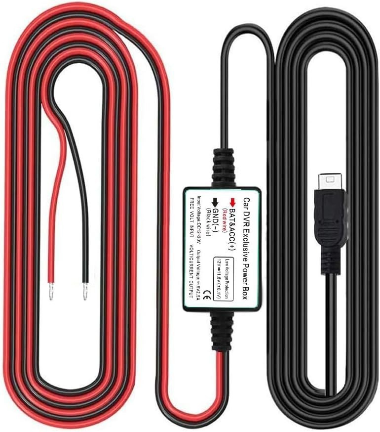 Dash Cam Hardwire Kit, Micro USB Port, DC 12V – 24V to 5V/2.5A Max Car Charge…