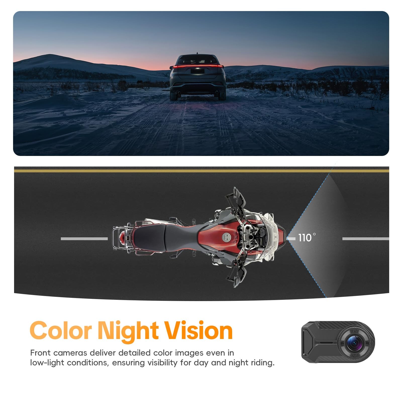 Motorcycle Dash Cam, Motorbike Camera Waterproof Motorcycle Video Driving Rec…