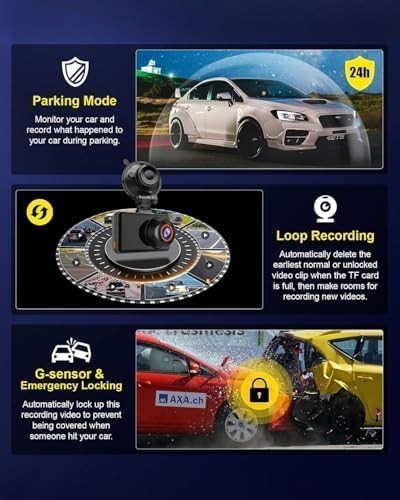 WiFi Dash Cam Front and Rear, 4K Front 2.5K Car Camera, 3″ IPS Screen, 170° Wide