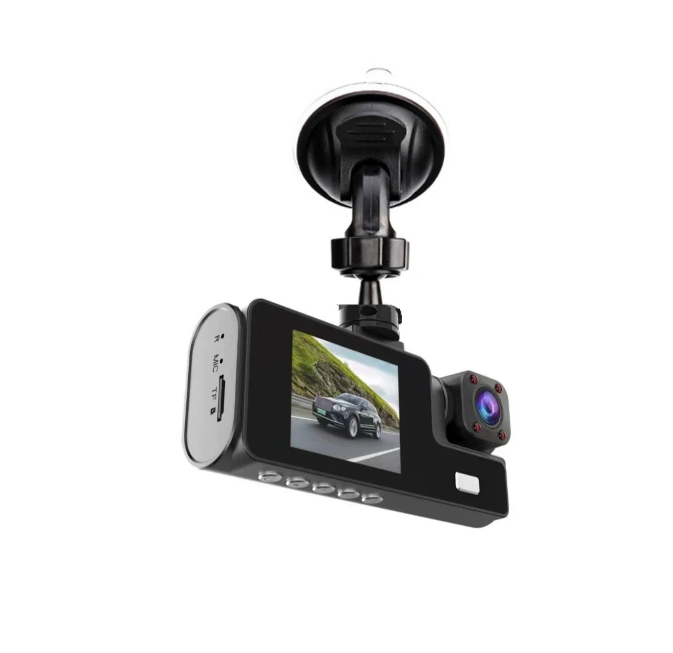 1080P 3 Channel Dash Cam Front and Rear Cabin Recording, 2.0″ IPS Screen Cama…