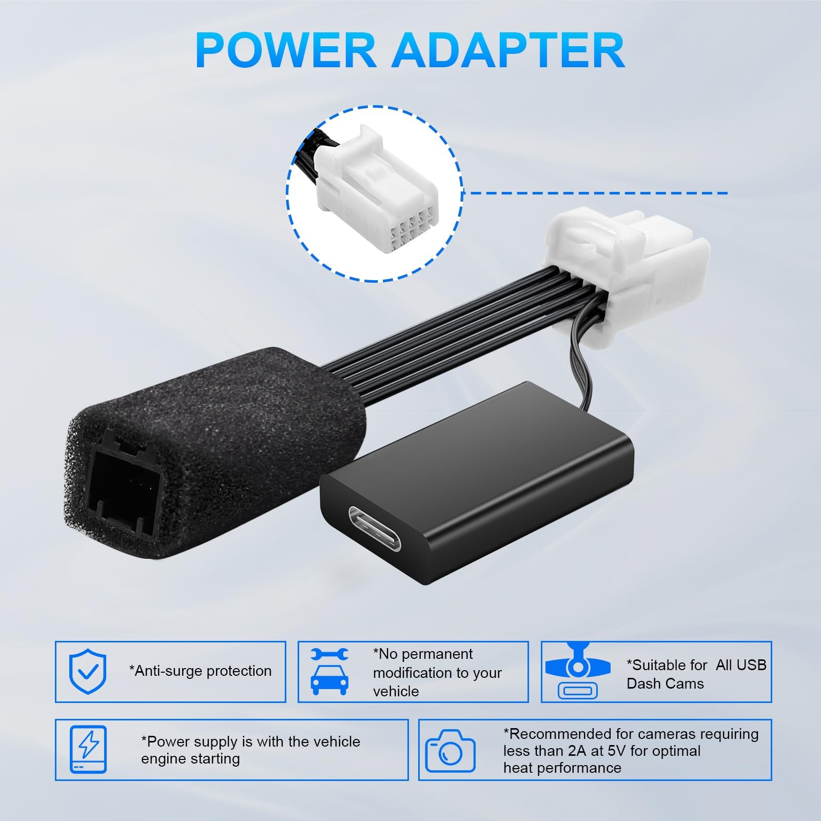 Dash cam Power Adapter 10 Pin (Model A) Custom for Hyundai/Kia, with Select M…