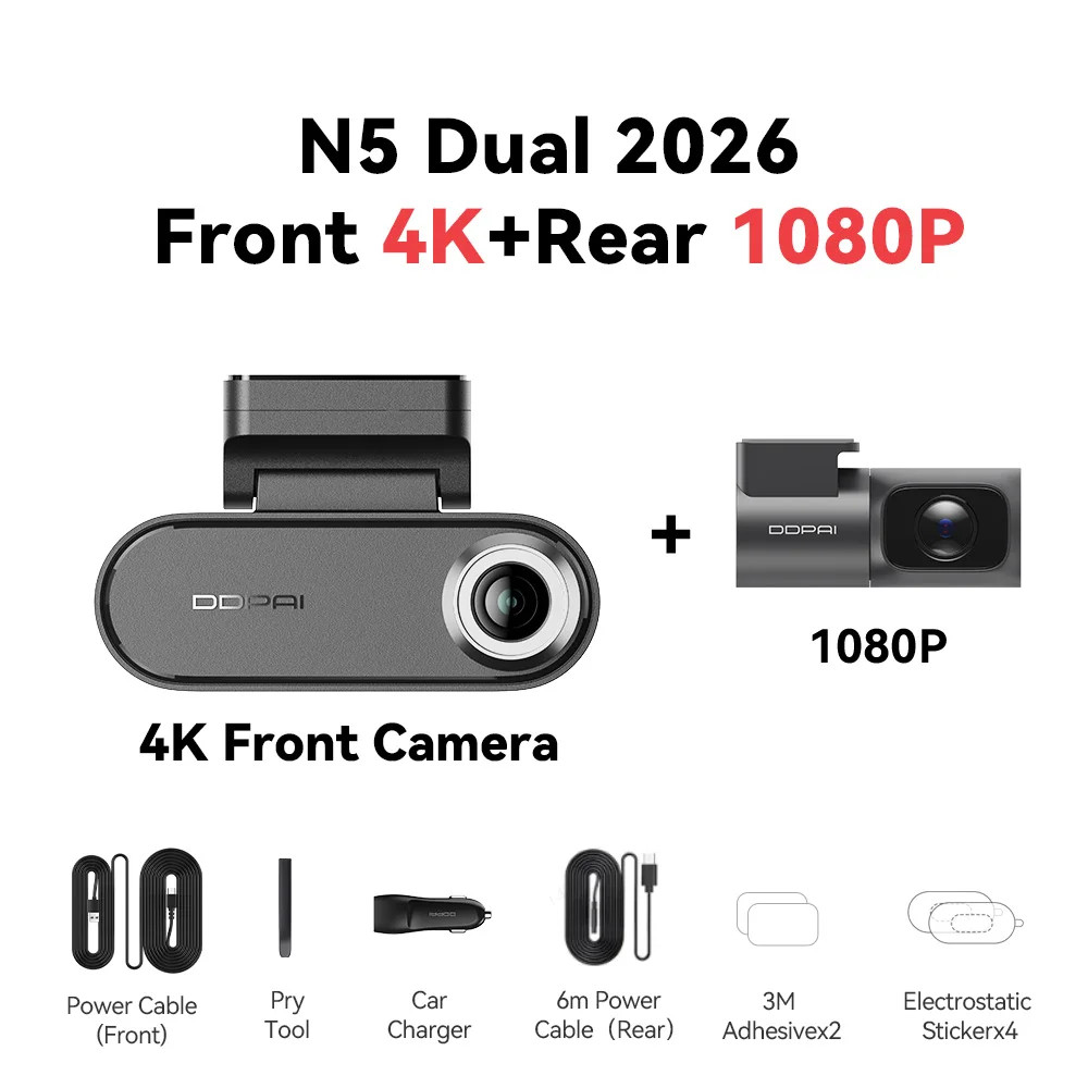 DDPAI N5 Dual 4K Dash Cam Front Rear WiFi 6 GPS ADAS Voice Control 24H Park