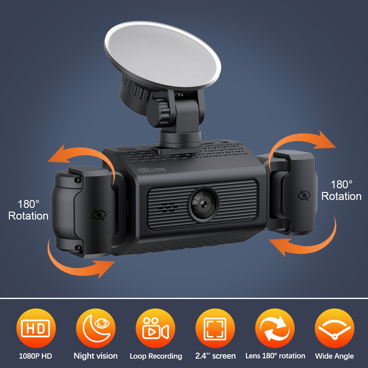 4K Dual Lens Car DVR Camera Dash Cam Front/Rear/Inside Video Recorder G-Sensor