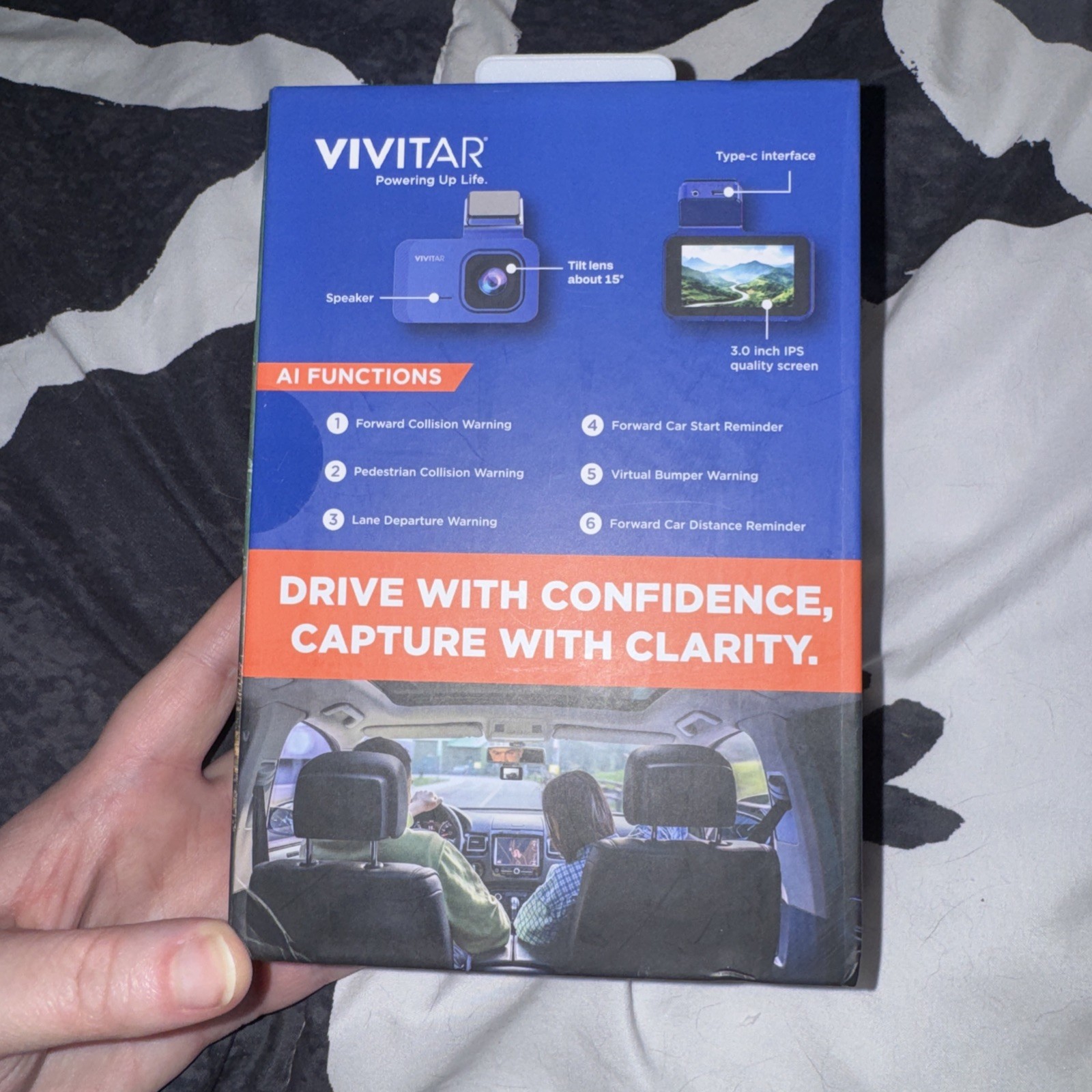 Vivitar AI DriveCam 4K HD Dash Cam Two-Way BLUE