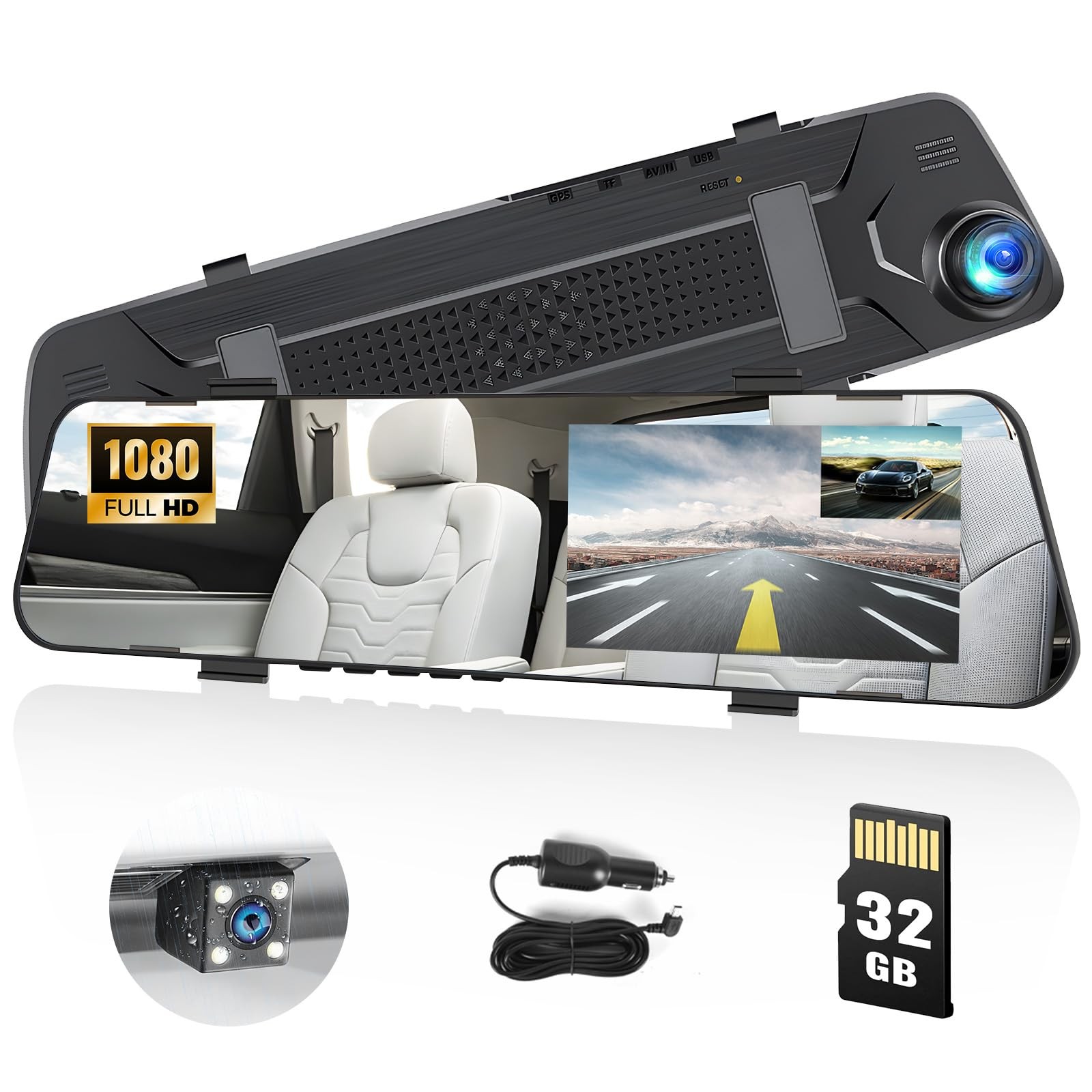 Mirror Dash Cam for Cars,4.5″ Rear View Mirror 1080P Front and Rear View Dual…